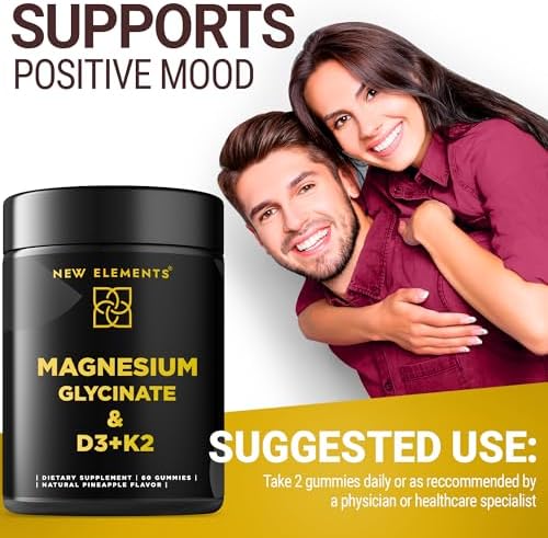 Gomitas de Magnesio Glicinato Calm 500mg con Vitamina D3 10000iu y K2 100mcg | Alivio del Estrés, Relajación y Soporte Óseo | Veganas, Sin OGM, Sin - imagen 6
