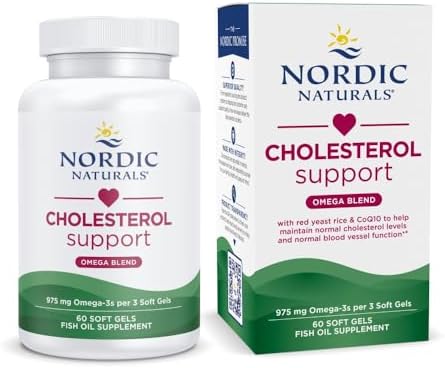 Nordic Naturals Soporte para el Colesterol, Limón - 60 Geles Blandos - 975 Omega-3 + Arroz de Levadura Roja y CoQ10 - Colesterol Normal, Antioxidante - imagen 1