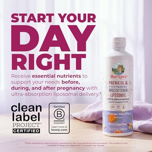 Multivitamínico Liposomal Prenatal y Postnatal MaryRuth's | Vitaminas para Embarazo y Preconcepción | Vegano, Sin Azúcar, Sin Gluten | 30 Porciones - imagen 2