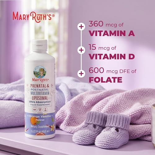 Multivitamínico Liposomal Prenatal y Postnatal MaryRuth's | Vitaminas para Embarazo y Preconcepción | Vegano, Sin Azúcar, Sin Gluten | 30 Porciones - imagen 7