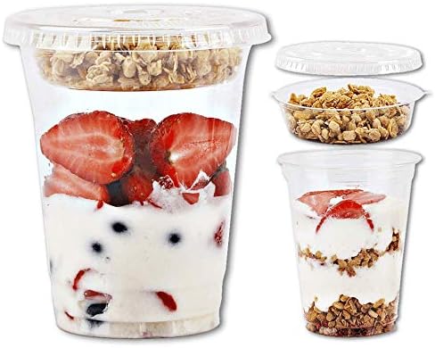 Vasos de Plástico Transparente Aatriet para Parfait con Inserto y Tapa sin Agujero - Ideal para Yogur, Frutas, Dips y Verduras, Desayunos y Snacks - imagen 1