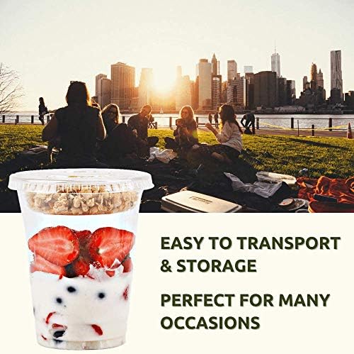 Vasos de Plástico Transparente Aatriet para Parfait con Inserto y Tapa sin Agujero - Ideal para Yogur, Frutas, Dips y Verduras, Desayunos y Snacks - imagen 3