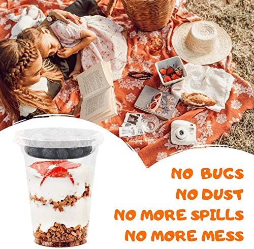 Vasos de Plástico Transparente Aatriet para Parfait con Inserto y Tapa sin Agujero - Ideal para Yogur, Frutas, Dips y Verduras, Desayunos y Snacks - imagen 4