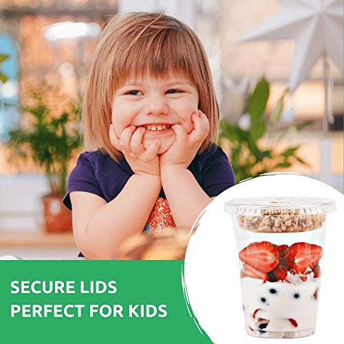 Vasos de Plástico Transparente Aatriet para Parfait con Inserto y Tapa sin Agujero - Ideal para Yogur, Frutas, Dips y Verduras, Desayunos y Snacks - imagen 6