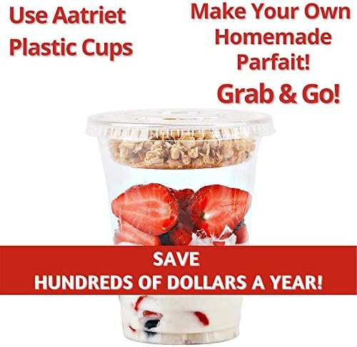 Vasos de Plástico Transparente Aatriet para Parfait con Inserto y Tapa sin Agujero - Ideal para Yogur, Frutas, Dips y Verduras, Desayunos y Snacks - imagen 7