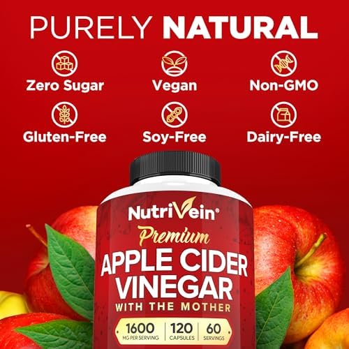 Suplementos de Vinagre de Manzana Nutrivein Premium con Madre - 1600 mg - 120 Cápsulas de Vinagre de Manzana: Pastillas ACV para Digestión, Keto, - imagen 7