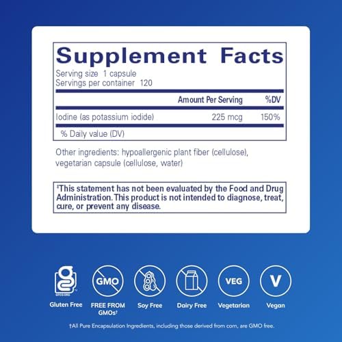 Suplemento de Yodo Pure Encapsulations para Apoyar la Tiroides y Mantener un Metabolismo Celular Saludable - Yoduro de Potasio Premium - 120 Cápsulas - imagen 2
