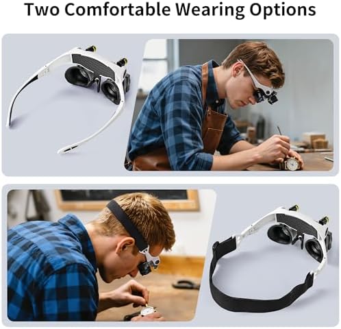 Lentes de Aumento JARLINK con Luz LED, Lupa de Mano Libre con 14 Lentes Intercambiables 3X 4X 5X 6X 7X 10X 15X, Ideal para Manualidades, Joyería y - imagen 4