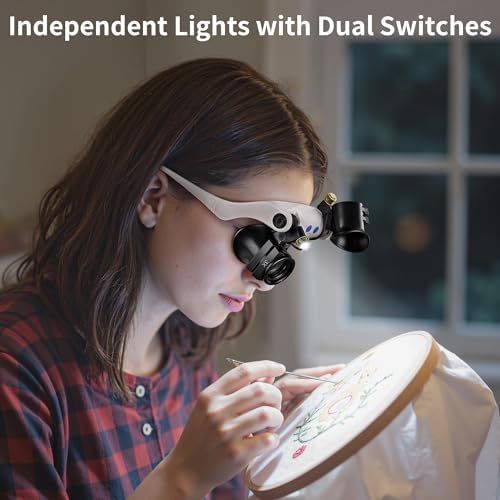 Lentes de Aumento JARLINK con Luz LED, Lupa de Mano Libre con 14 Lentes Intercambiables 3X 4X 5X 6X 7X 10X 15X, Ideal para Manualidades, Joyería y - imagen 5