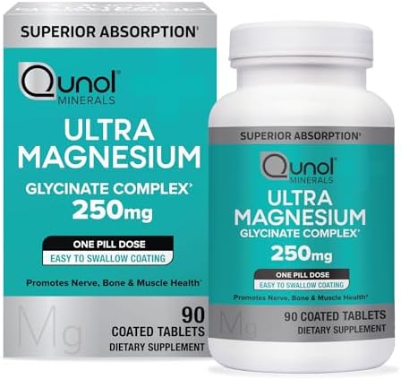 Complejo de Magnesio Glicinato Qunol, Suave para el Estómago, 250mg por Dosis, Suplemento para Nervios, Huesos y Músculos, 90 Cápsulas - imagen 1