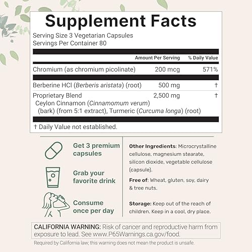 Berberina Micro Ingredients con Canela de Ceilán, 240 Cápsulas Veganas | Suplemento de Alta Absorción + Extracto de Raíz de Cúrcuma y Corteza de - imagen 2
