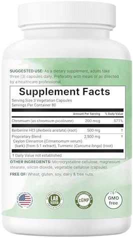 Berberina Micro Ingredients con Canela de Ceilán, 240 Cápsulas Veganas | Suplemento de Alta Absorción + Extracto de Raíz de Cúrcuma y Corteza de - imagen 6