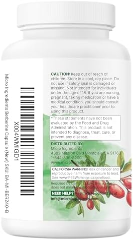 Berberina Micro Ingredients con Canela de Ceilán, 240 Cápsulas Veganas | Suplemento de Alta Absorción + Extracto de Raíz de Cúrcuma y Corteza de - imagen 7