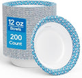 Tazones de Papel Desechables MUCHII de 12 Oz, 200 Piezas, Tazones Pequeños Impresos a Prueba de Humedad para Desayuno, Comida y Cena - imagen 1