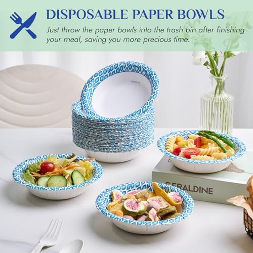 Tazones de Papel Desechables MUCHII de 12 Oz, 200 Piezas, Tazones Pequeños Impresos a Prueba de Humedad para Desayuno, Comida y Cena - imagen 4