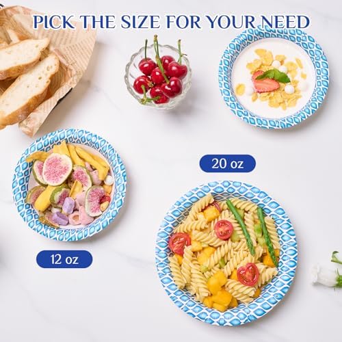 Tazones de Papel Desechables MUCHII de 12 Oz, 200 Piezas, Tazones Pequeños Impresos a Prueba de Humedad para Desayuno, Comida y Cena - imagen 6