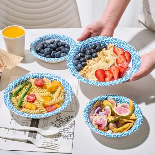 Tazones de Papel Desechables MUCHII de 12 Oz, 200 Piezas, Tazones Pequeños Impresos a Prueba de Humedad para Desayuno, Comida y Cena - imagen 7