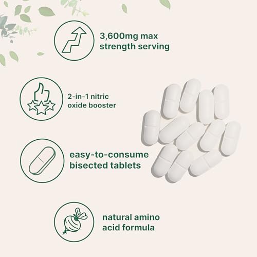Suplementos de Óxido Nítrico para Hombres y Mujeres 3,600mg, 240 Tabletas Bisectadas | 80 Porciones | Potente Aumentador de Óxido Nítrico con - imagen 4