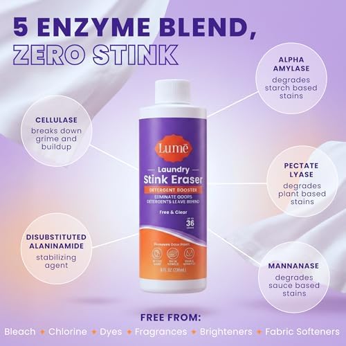 Lume Laundry Stink & Stain Eraser - Potenciador de Detergente y Remojo - Elimina Olores Corporales en Ropa - Mezcla Enzimática - Libre de Fragancia - - imagen 3