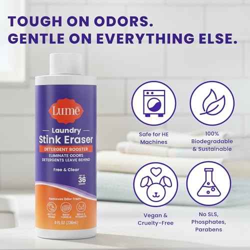 Lume Laundry Stink & Stain Eraser - Potenciador de Detergente y Remojo - Elimina Olores Corporales en Ropa - Mezcla Enzimática - Libre de Fragancia - - imagen 5