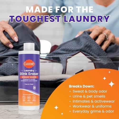 Lume Laundry Stink & Stain Eraser - Potenciador de Detergente y Remojo - Elimina Olores Corporales en Ropa - Mezcla Enzimática - Libre de Fragancia - - imagen 7