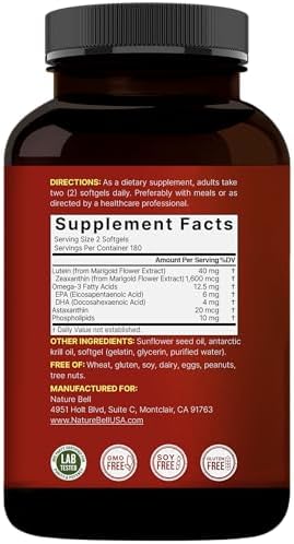 Luteína 40mg + Zeaxantina 1,600mcg, 360 Cápsulas Blandas | Fórmula 4 en 1 con Astaxantina, Omega-3 y Fosfolípidos | Extracto de Flor de Caléndula | - imagen 7
