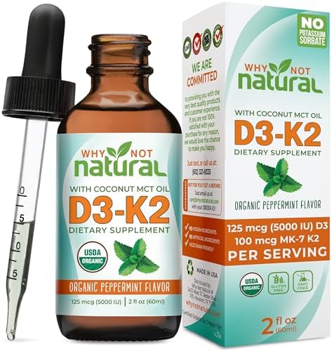 Why Not Vitamina D3 K2 (MK-7) Líquido Orgánico en Gotas, 5000 IU Sublingual con Aceite MCT de Coco, Soporte para Huesos, Corazón e Inmunidad - imagen 1
