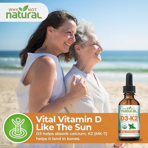 Why Not Vitamina D3 K2 (MK-7) Líquido Orgánico en Gotas, 5000 IU Sublingual con Aceite MCT de Coco, Soporte para Huesos, Corazón e Inmunidad - imagen 3