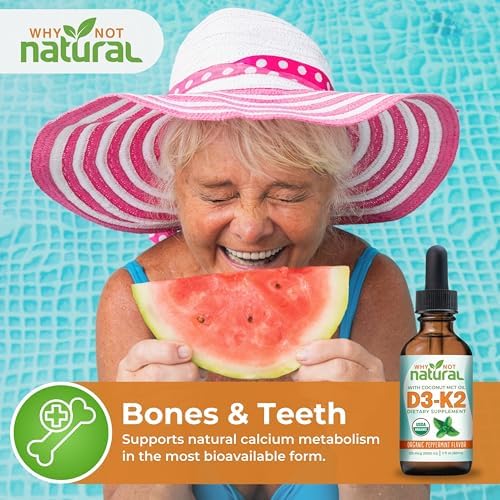 Why Not Vitamina D3 K2 (MK-7) Líquido Orgánico en Gotas, 5000 IU Sublingual con Aceite MCT de Coco, Soporte para Huesos, Corazón e Inmunidad - imagen 6