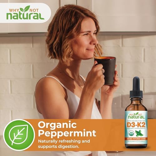 Why Not Vitamina D3 K2 (MK-7) Líquido Orgánico en Gotas, 5000 IU Sublingual con Aceite MCT de Coco, Soporte para Huesos, Corazón e Inmunidad - imagen 7