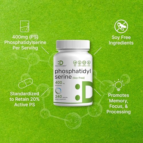 Suplemento de Fosfatidilserina, 400mg por porción, 240 Cápsulas – Fuente de Lecitina de Girasol Sin Soja - imagen 4