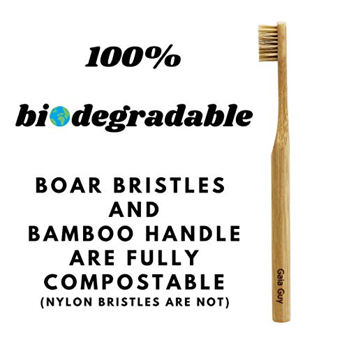 Cepillo de Dientes de Bambú Gaia Guy con Cerdas Naturales de Jabalí (Sin Nylon) - 100% Compostable y Biodegradable - Paquete de 6 unidades - imagen 4
