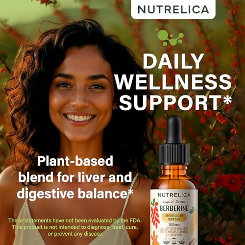 Complejo de Berberina con Canela de Ceilán, Melón Amargo, Cúrcuma y Cromo - 1200mg - Suplemento Herbal Líquido - Vegano, Sin Azúcar, No OGM - imagen 2