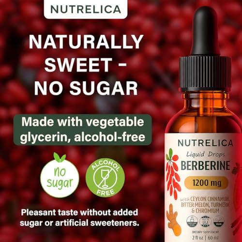 Complejo de Berberina con Canela de Ceilán, Melón Amargo, Cúrcuma y Cromo - 1200mg - Suplemento Herbal Líquido - Vegano, Sin Azúcar, No OGM - imagen 3