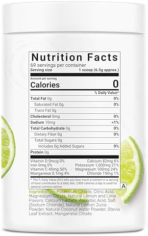 Polvo de Electrolitos, 1lb (69 Porciones) – Sin Azúcar, Limón Lima – Mezcla para Bebida Hidratante – Alto en Potasio 1,000mg por Porción, Manganeso y - imagen 7