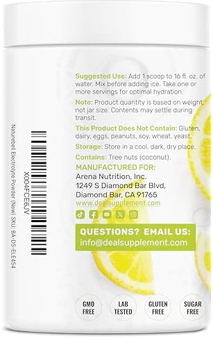 Polvo de Electrolitos, 1lb (69 Porciones) – Sin Azúcar, Limón Lima – Mezcla para Bebida Hidratante – Alto en Potasio 1,000mg por Porción, Manganeso y - imagen 8