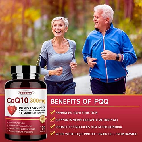 ZEBORA CoQ10 300mg en Softgels con PQQ, BioPerine y Omega-3, 120 Porciones de Suplemento de Coenzima Q10 para Antioxidante Potente y Salud Cardiaca - imagen 5