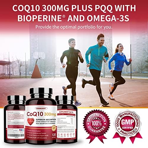 ZEBORA CoQ10 300mg en Softgels con PQQ, BioPerine y Omega-3, 120 Porciones de Suplemento de Coenzima Q10 para Antioxidante Potente y Salud Cardiaca - imagen 7