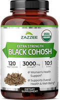 Zazzee Extracto de Cohosh Negro Orgánico USDA 10:1, 120 Cápsulas Veganas, Suministro para 4 Meses, Apoyo a la Salud Femenina y Balance Hormonal, - imagen 1