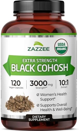 Zazzee Extracto de Cohosh Negro Orgánico USDA 10:1, 120 Cápsulas Veganas, Suministro para 4 Meses, Apoyo a la Salud Femenina y Balance Hormonal, - imagen 1
