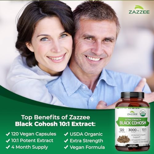Zazzee Extracto de Cohosh Negro Orgánico USDA 10:1, 120 Cápsulas Veganas, Suministro para 4 Meses, Apoyo a la Salud Femenina y Balance Hormonal, - imagen 5