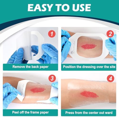 100 Paquetes de Vendajes Transparentes 4 x 4.75 - Apósitos Impermeables para Natación, Ducha, Heridas, Cuidado Postquirúrgico, Tatuajes y Terapia de - imagen 7