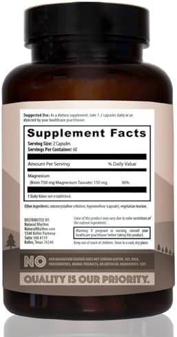 Suplemento de Taurato de Magnesio 750mg (150mg de Magnesio Elemental) – 120 Cápsulas Vegetarianas – Alta Absorción para Corazón, Músculos y Nervios – - imagen 6