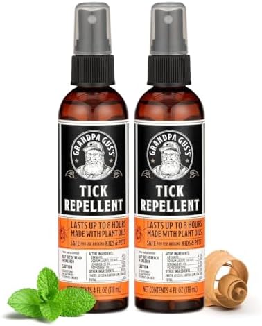 Repelente Natural de Garrapatas y Mosquitos Grandpa Gus's, Sin DEET, a Base de Plantas, Efectivo hasta 8 Horas, Seguro para Niños, Paquete de 2 de 4 - imagen 1