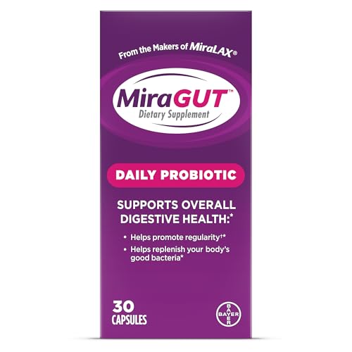 MiraGUT Probiótico Diario, de los Creadores de MiraLAX, Suplemento Gluten-Free para la Salud Digestiva, 30 Cápsulas para Hombres y Mujeres - imagen 3