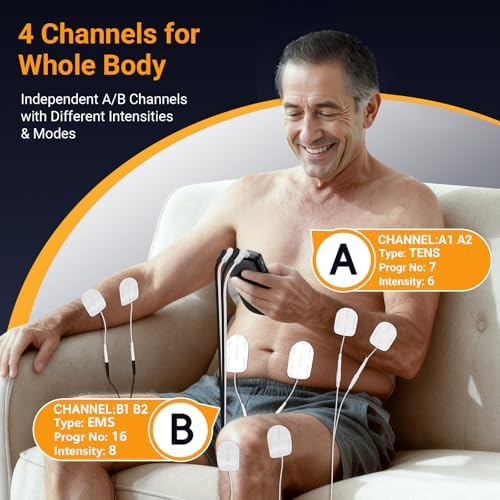 Unidad TENS Comfytemp de 4 Salidas para Ciática, Estimulador Muscular Recargable EMS y Masaje, Alivio del Dolor con 24 Modos y Configuración - imagen 2