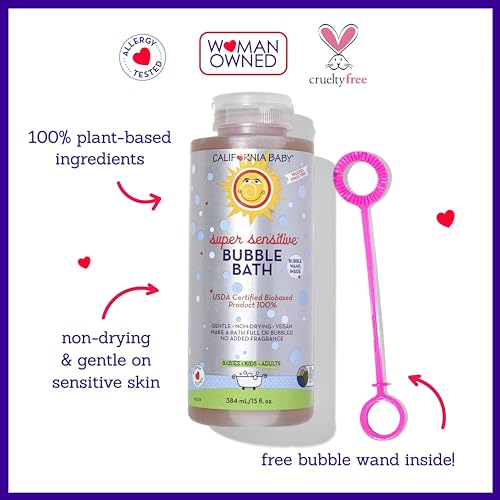 Baño de Burbujas Super Sensible California Baby | Baño de Burbujas para Niños 100% a Base de Plantas | Suave y Sin Fragancia | Incluye Varita de - imagen 3