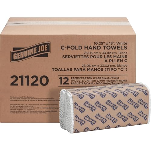 Toallas de papel C-Fold Genuine Joe, 1 capa, 10 x 13, 2400 hojas/paquete, 12 unidades - imagen 1