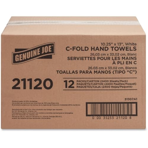 Toallas de papel C-Fold Genuine Joe, 1 capa, 10 x 13, 2400 hojas/paquete, 12 unidades - imagen 5