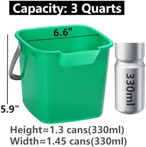 Cubetas Sanitizantes Peohud 4 Piezas, Cubetas de Limpieza de 3 Cuartos, Cubo Cuadrado con Pico y Asa, Cubeta Plástica para Hogar, Cocina, Escuela y - imagen 2